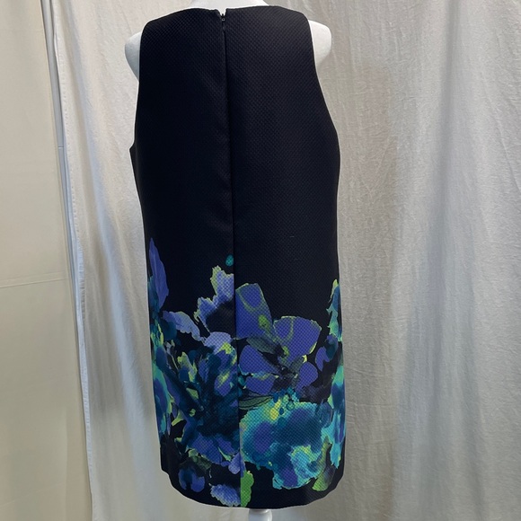 Tahari ASL Black and Blue Floral Mini Dress - Picture 2 of 8